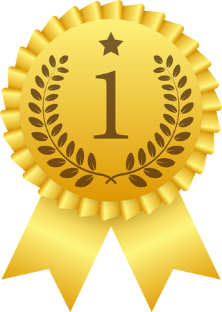 Gold Medal. Golden 1st Place Badge. Award ribbon